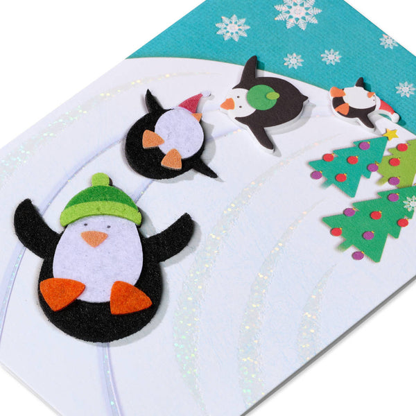 Sledding Penguins "Seasons Of Merry" Christmas Card