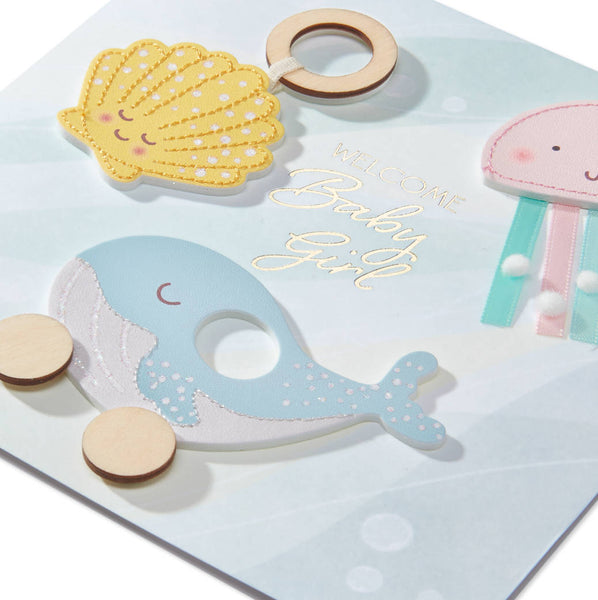 Sea Life Girl New Baby Card