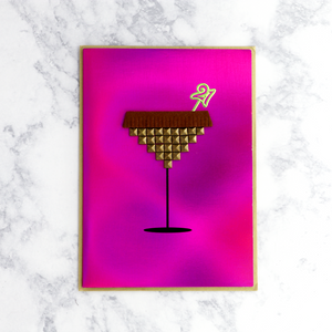 21st Studded Martini Glass Birthday Card