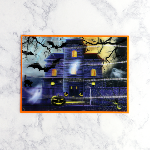 3-D Haunted House Halloween Card
