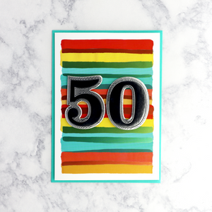 50th Embossed Watercolor Birthday Card