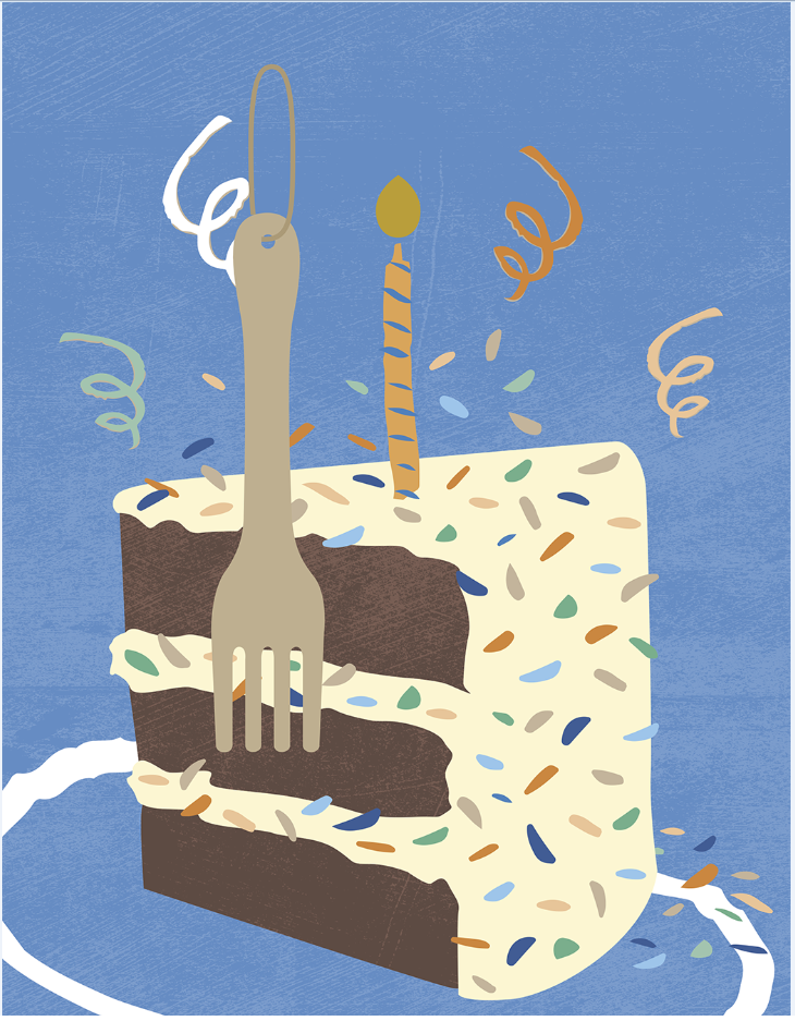 Graphic Cake Slice Birthday Medium Bag
