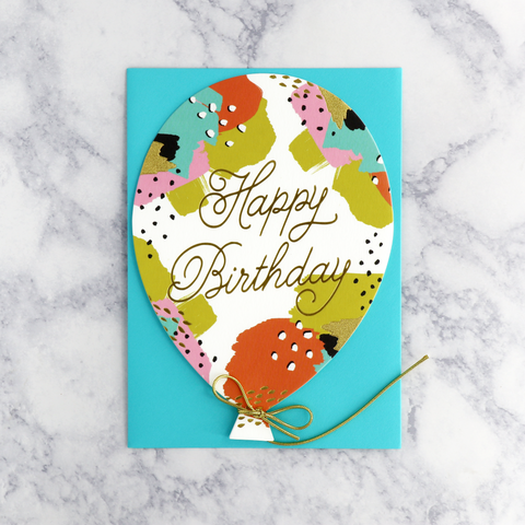 Abstract Die-Cut Balloon Birthday Card