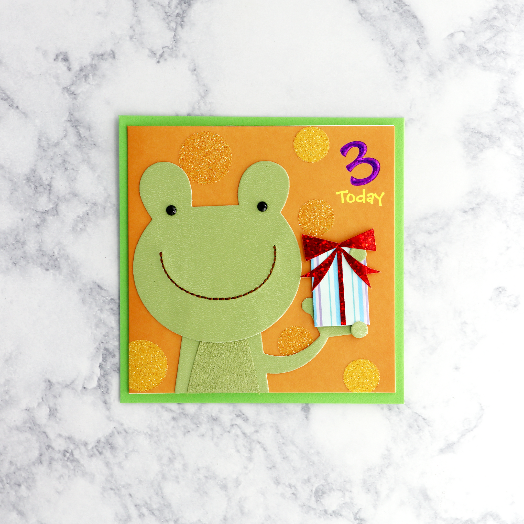 Age 3 Frog Birthday Card