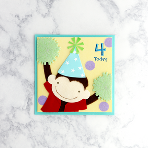 Age 4 Monkey Birthday Card