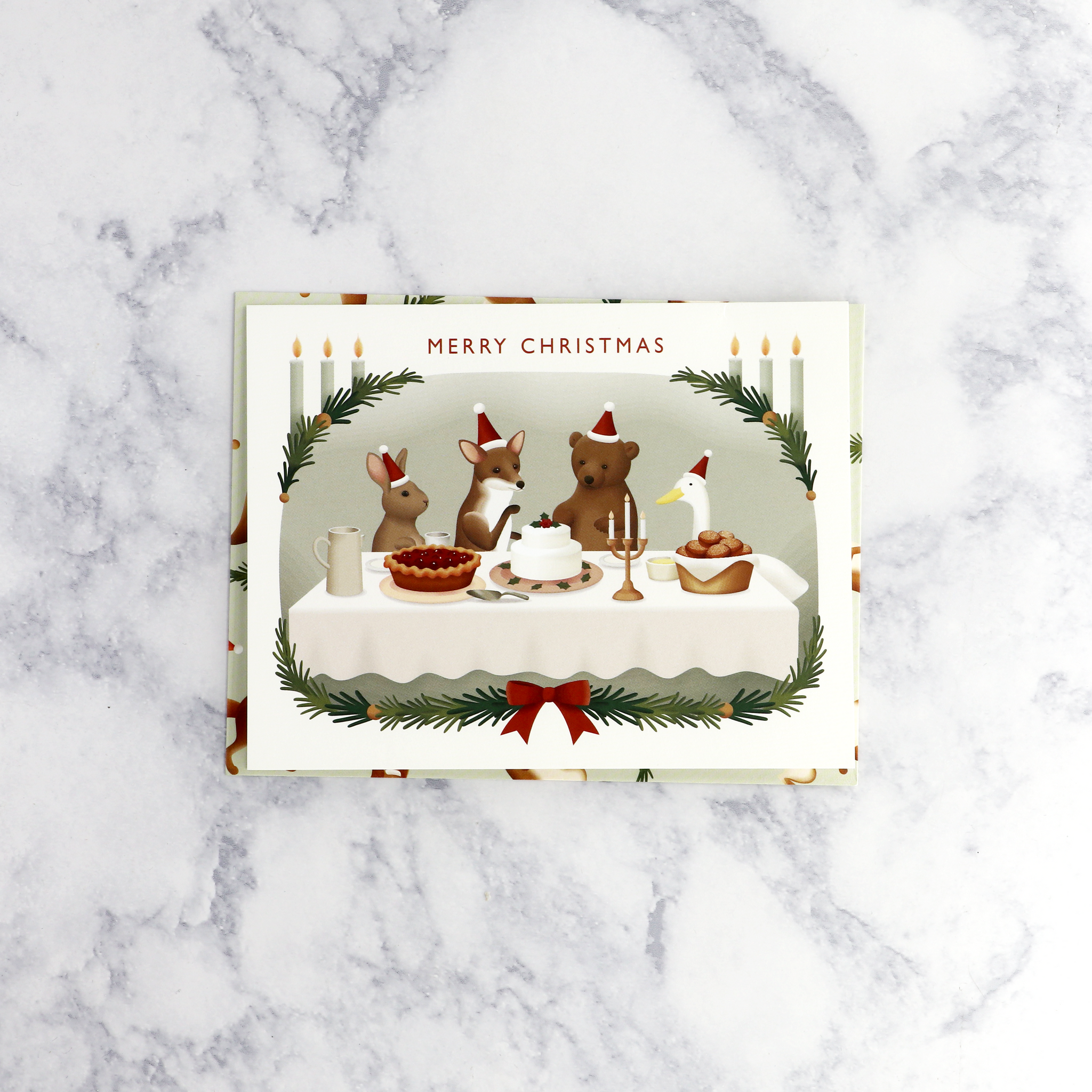 Animals Dinner Party Christmas Card