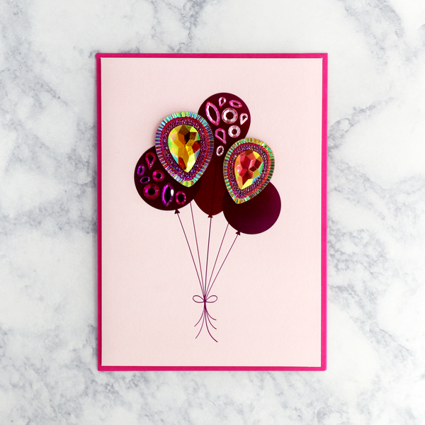 BCRF Gemmed Balloons Birthday Card