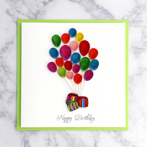 Balloons & Gifts Quilling Birthday Card