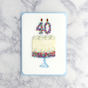 Beaded Cake 40th Birthday Card