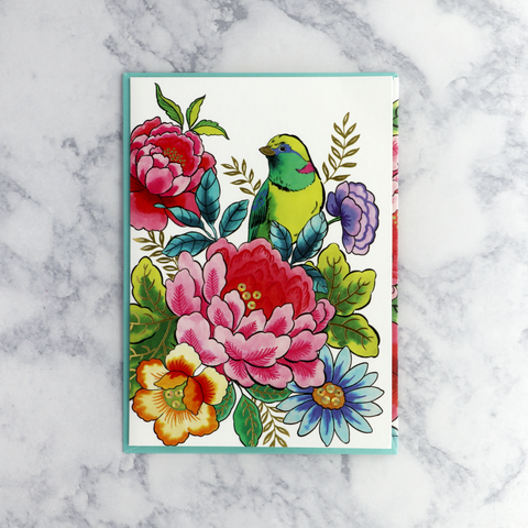 Bird & Flowers Birthday Card