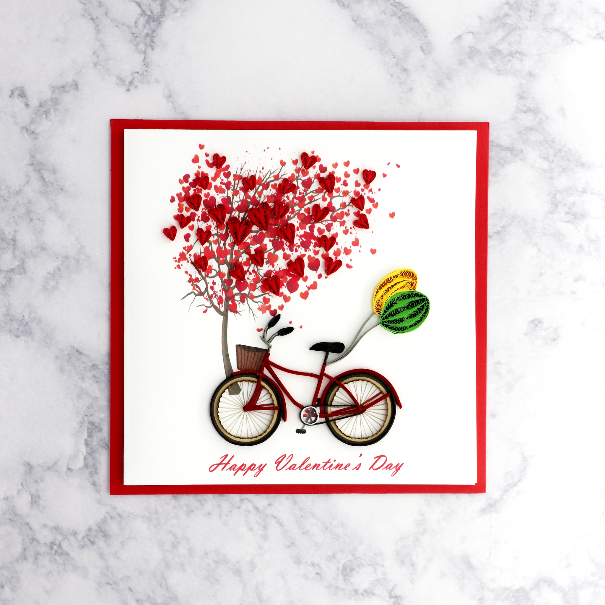 Bicycle & Hearts Quilling Valentine's Day Card
