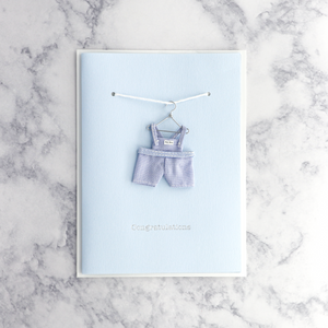 Blue Overalls On Hanger New Baby Card