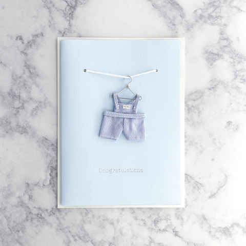 Blue Overalls On Hanger New Baby Card