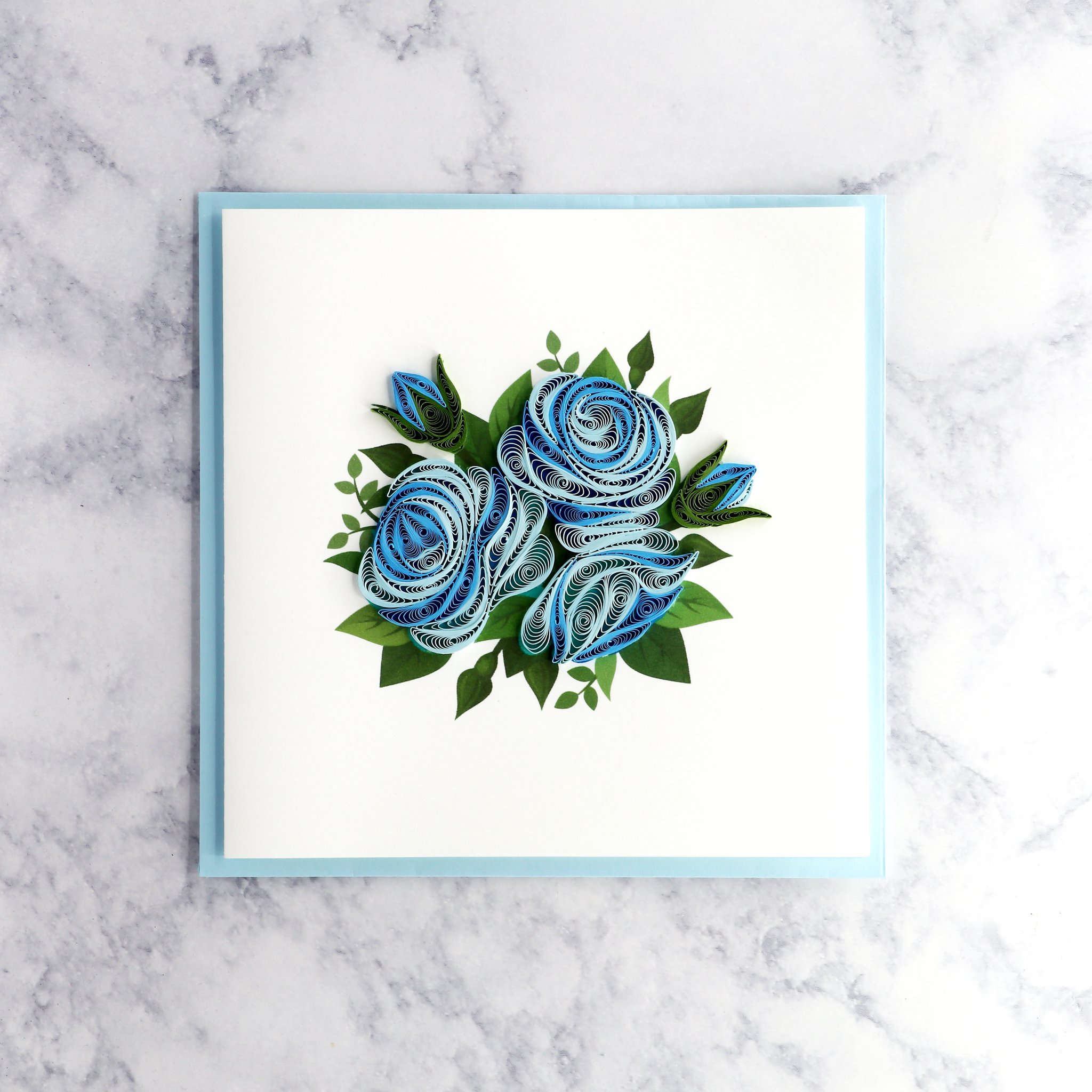 Blue Roses Quilling Blank Card
