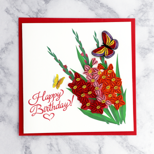 Bouquet of Lilies Quilling Birthday Card
