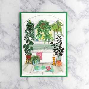Bubble-Bath Greenhouse Blank Card
