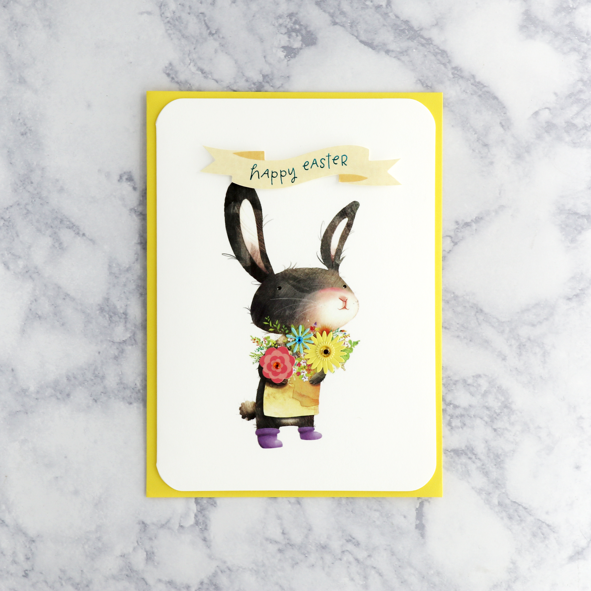Bunny Bringing Flowers Easter Card