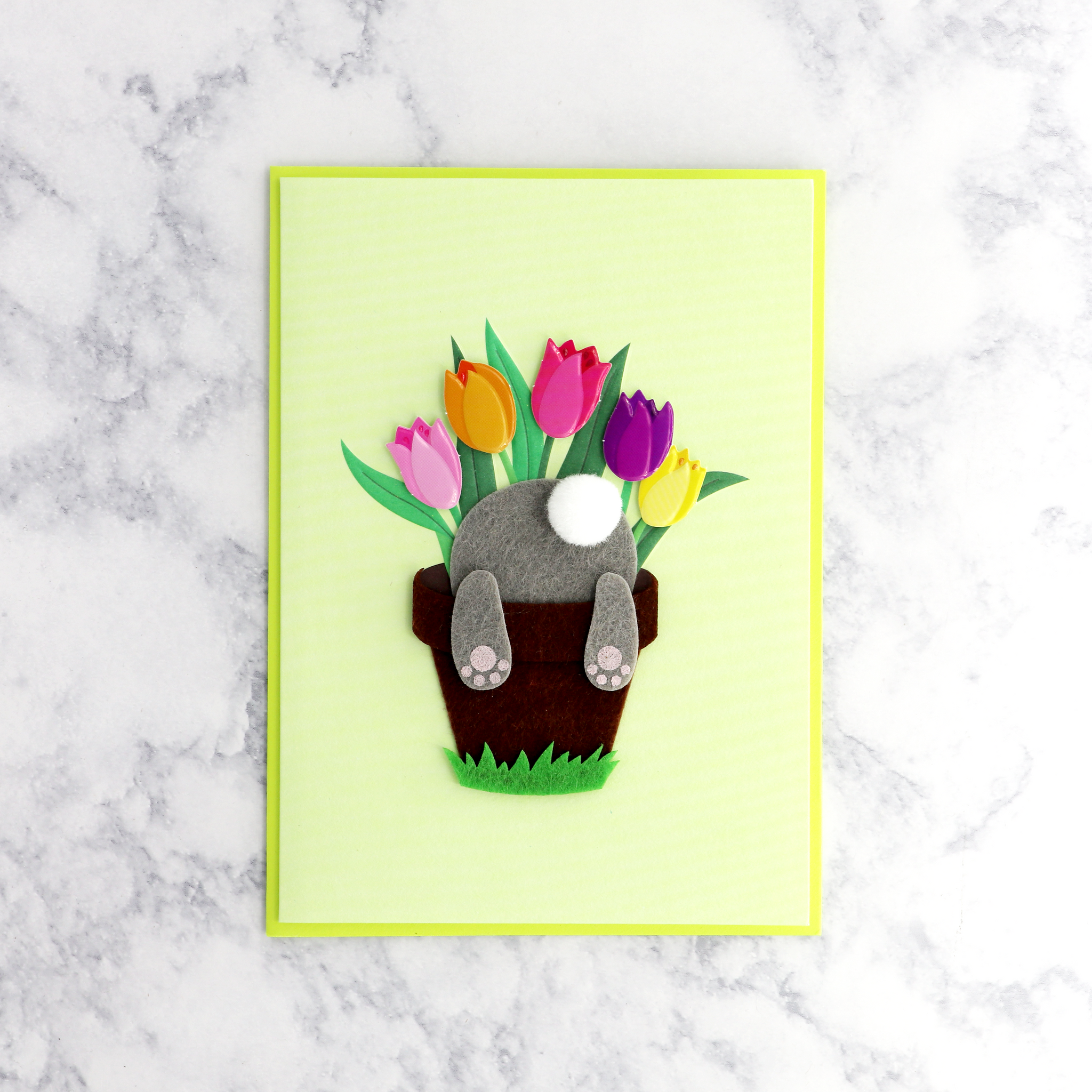 Handmade Bunny In Pot Easter Card