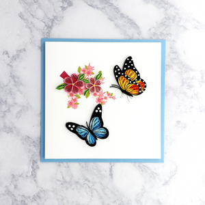 Butterflies & Cherry Blossoms Quilling Blank Card