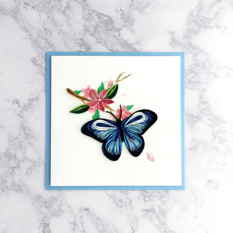 Butterfly & Cherry Blossom Quilling Blank Card