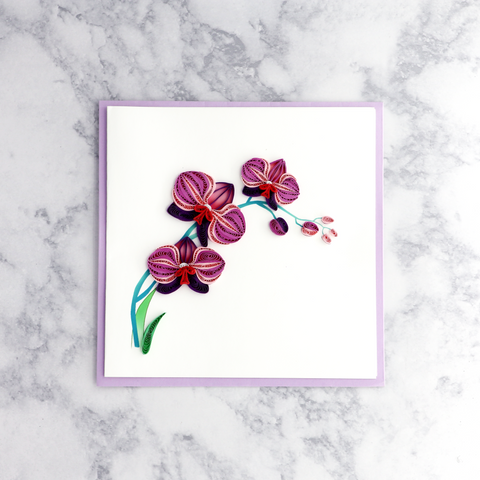 Handmade Cattleya Orchids Blank Quilling Card