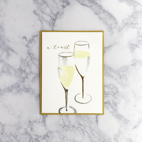 Champagne Glasses Wedding Card