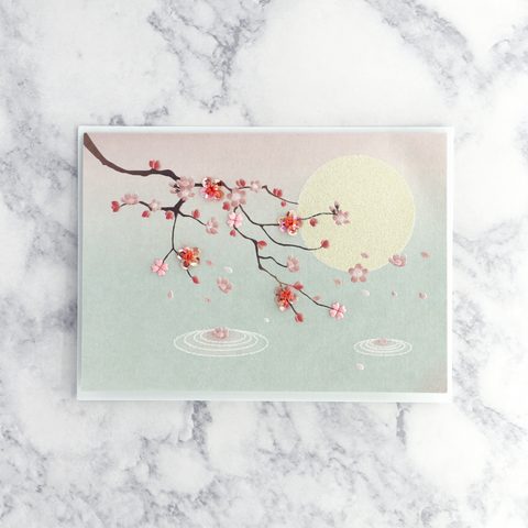 Cherry Branch In Moonlight Blank Card