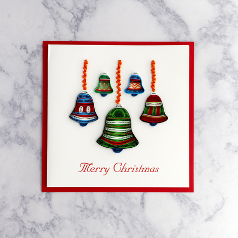 Colorful Bells Quilling Christmas Card