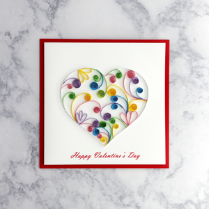 Colorful Scroll Heart Quilling Valentine's Day Card