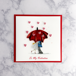Couple Under Umbrella Quilling Valentine's Day Card