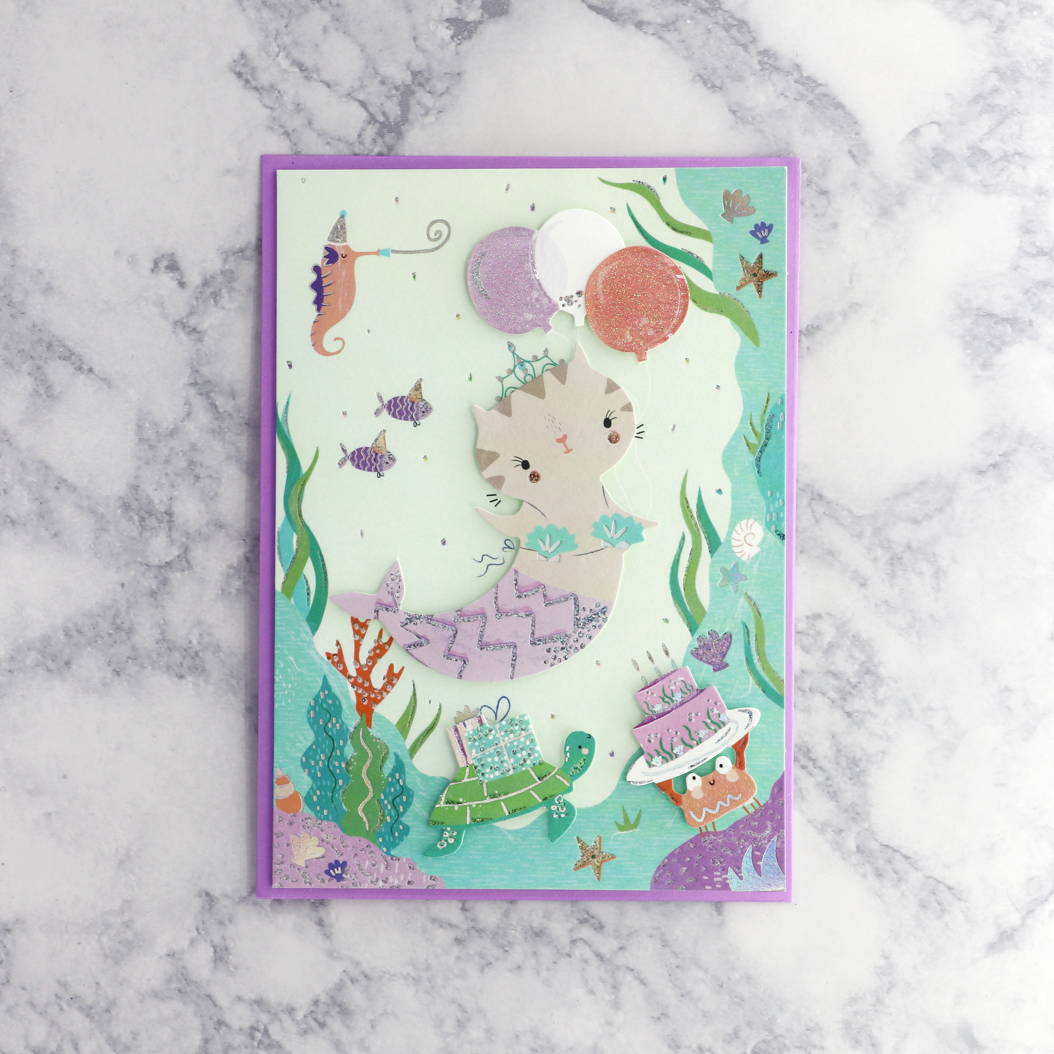 Critter Mermaid Birthday Card