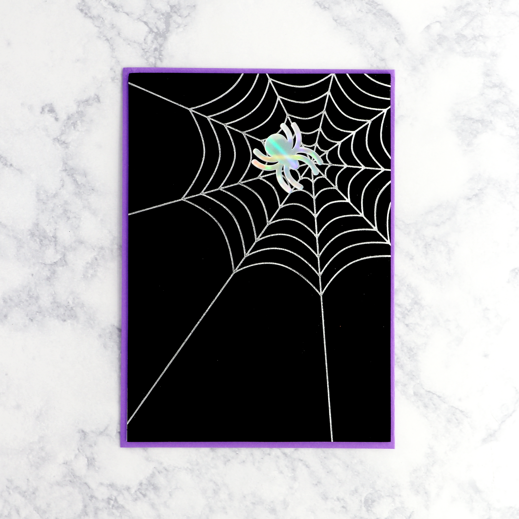 Crystal Spider & Web Halloween Card
