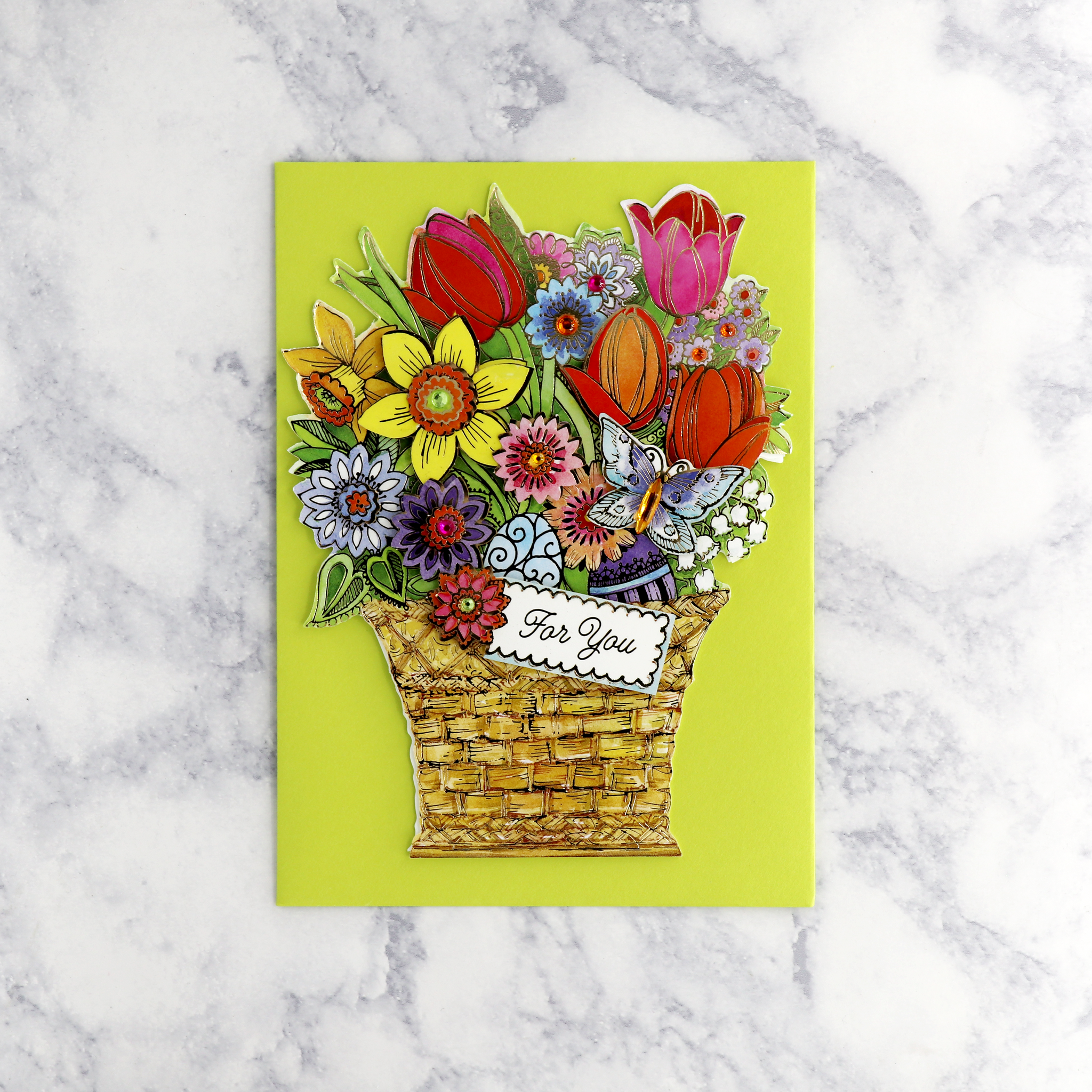 Die-Cut Floral Bouquet Easter Card