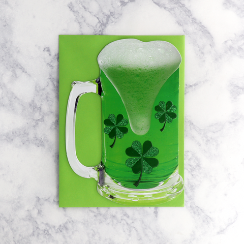 Die-Cut Green Beer Saint Patrick’s Day Card