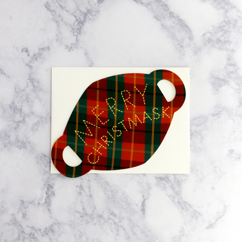Die-Cut Plaid Mask Christmas Card