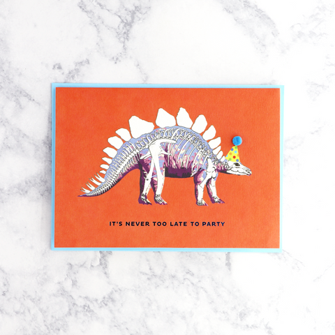 Dinosaur Pom Pom Birthday Card