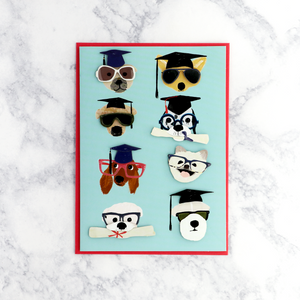 Dogs With Hats & Glasses Graduation Card
