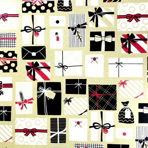 Double Sided Presents & Plaid Christmas Roll Wrap