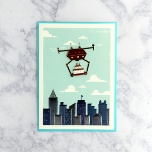 Drone With Cake Birthday Card