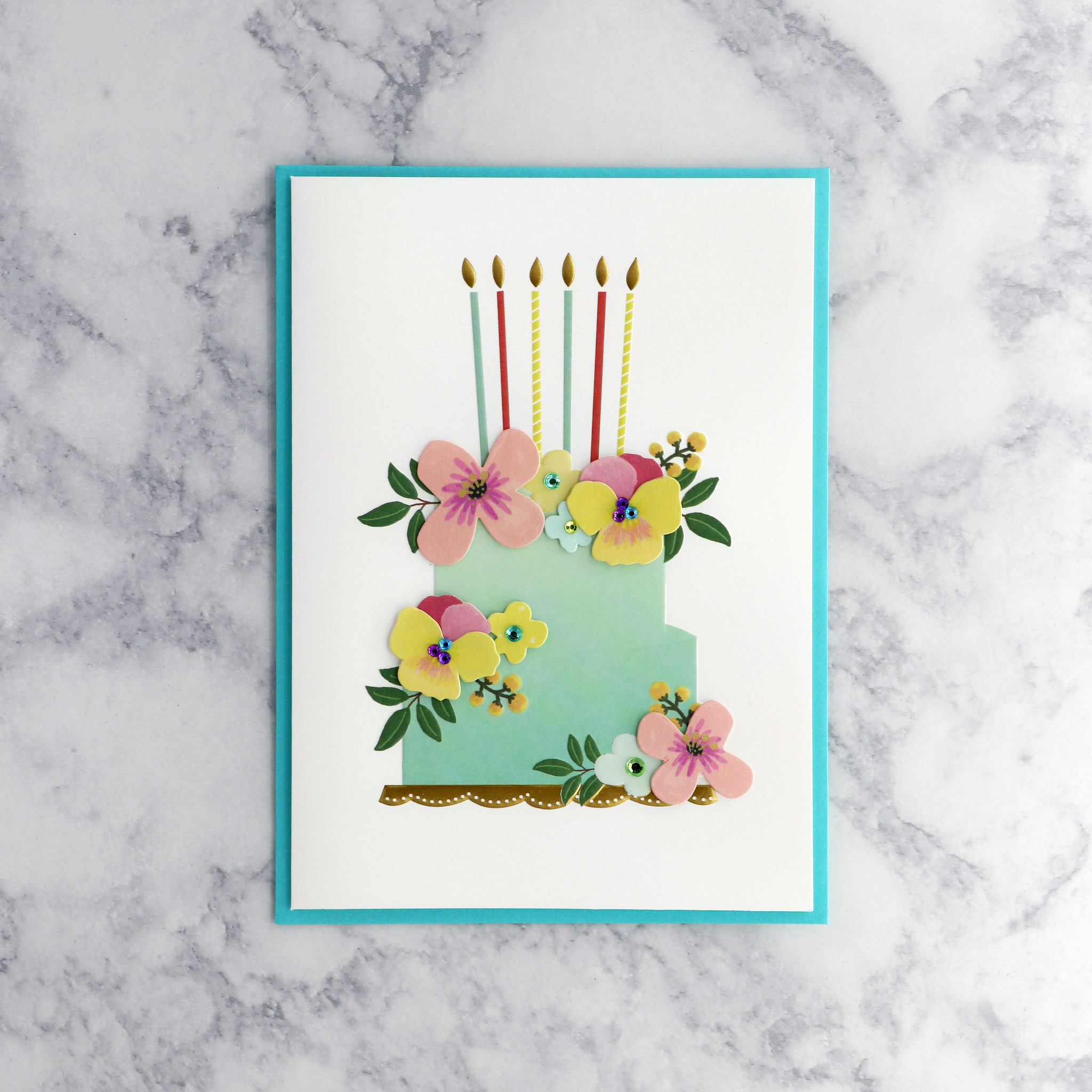 Embossed Floral Cake Birthday Card