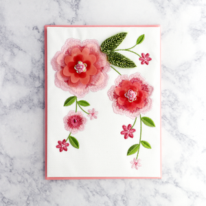 Embroidered Flowers Mother's Day Card