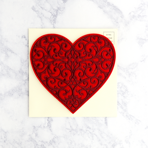 Die-Cut Embroidered Heart Valentine’s Day Card