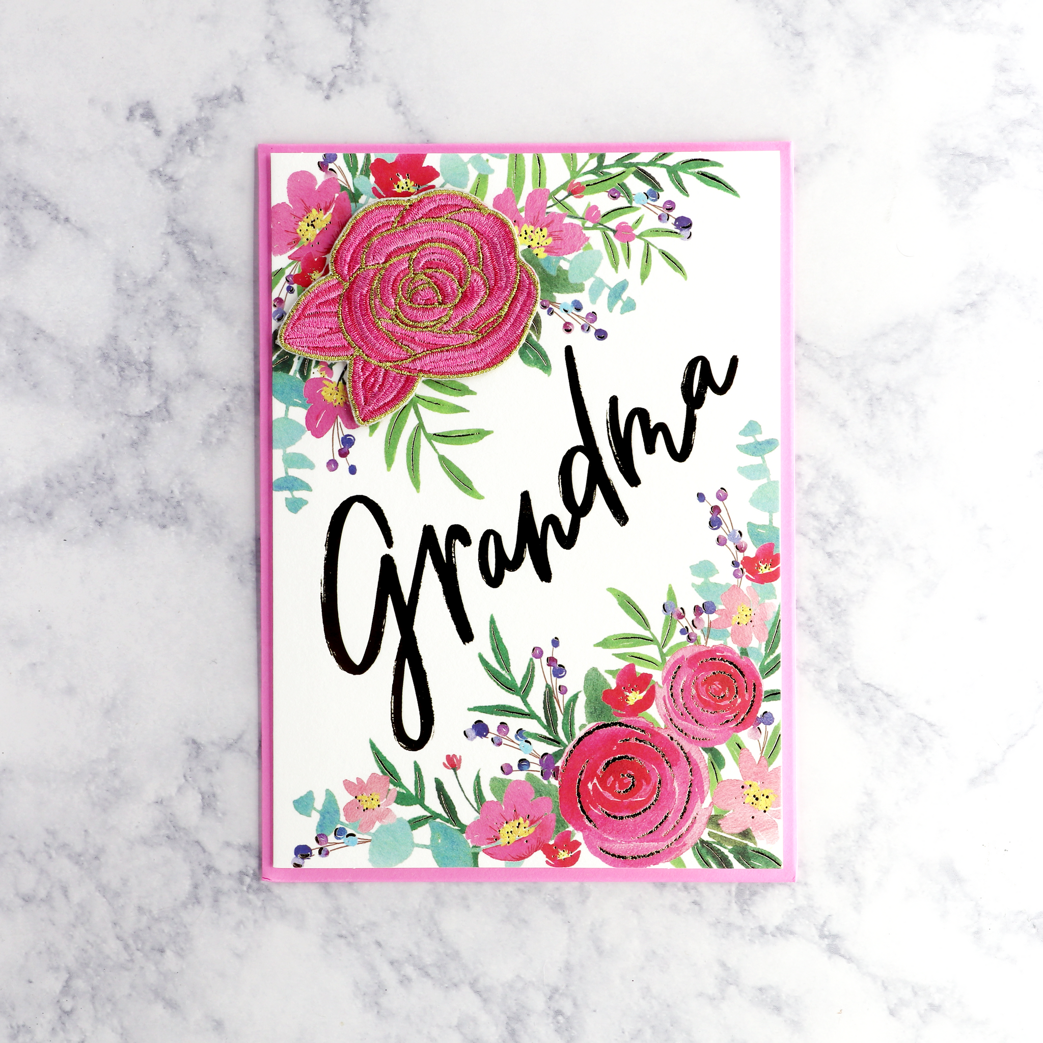 Embroidered Rose Mother's Day Card (Grandma)
