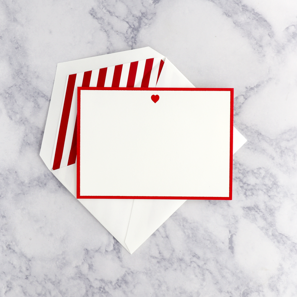 Engraved Heart Border on Pearl White Boxed Cards (Set of 10)