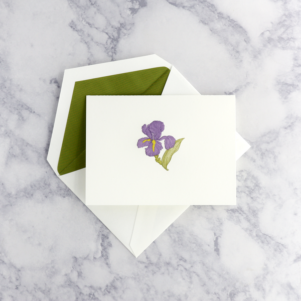 Engraved Iris on Pearl White Boxed Notes (Set of 10)