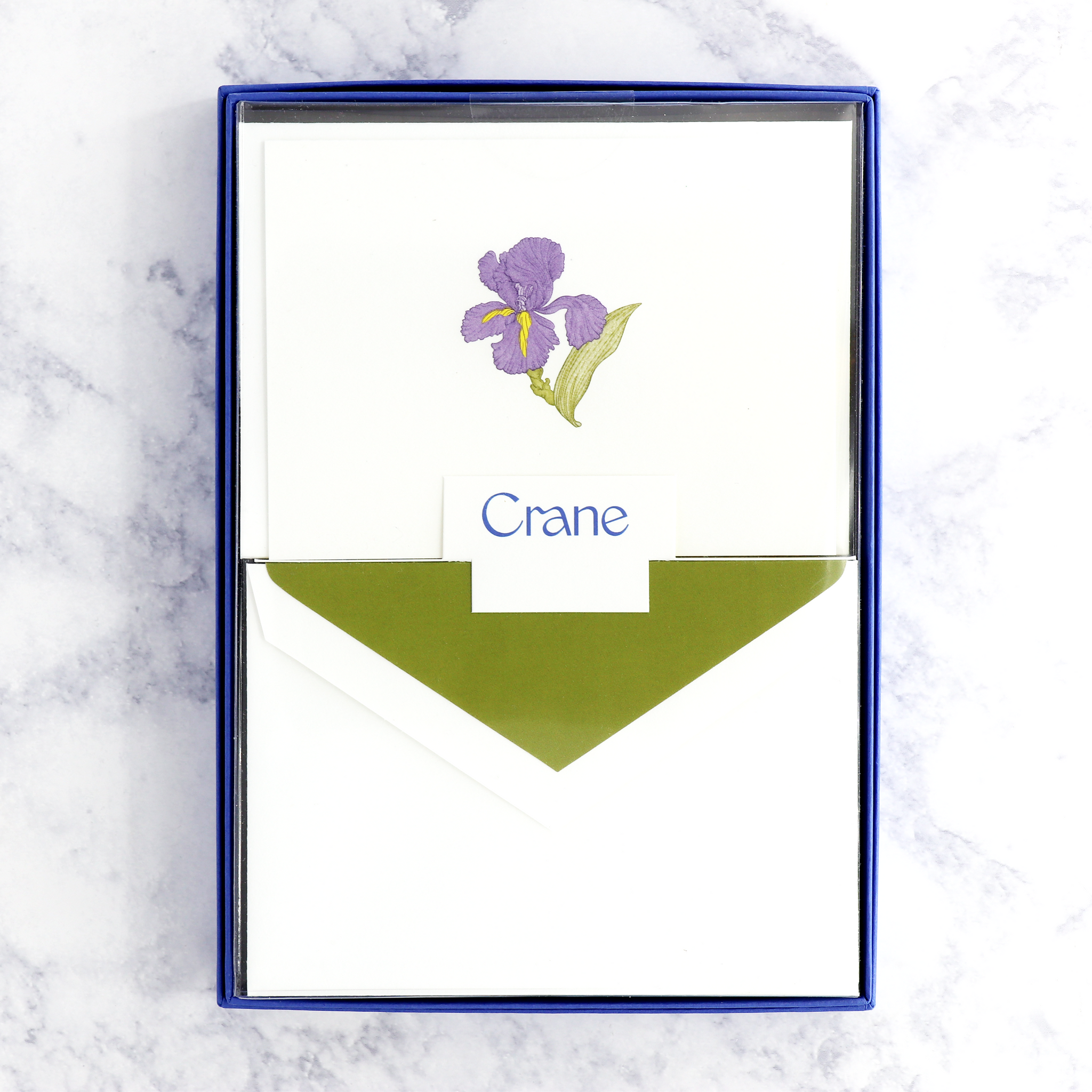 Engraved Iris on Pearl White Boxed Notes (Set of 10)