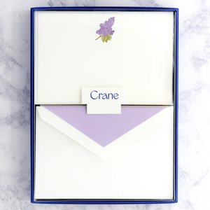Engraved Lilac on Pearl White Boxed Cards (Set of 10)