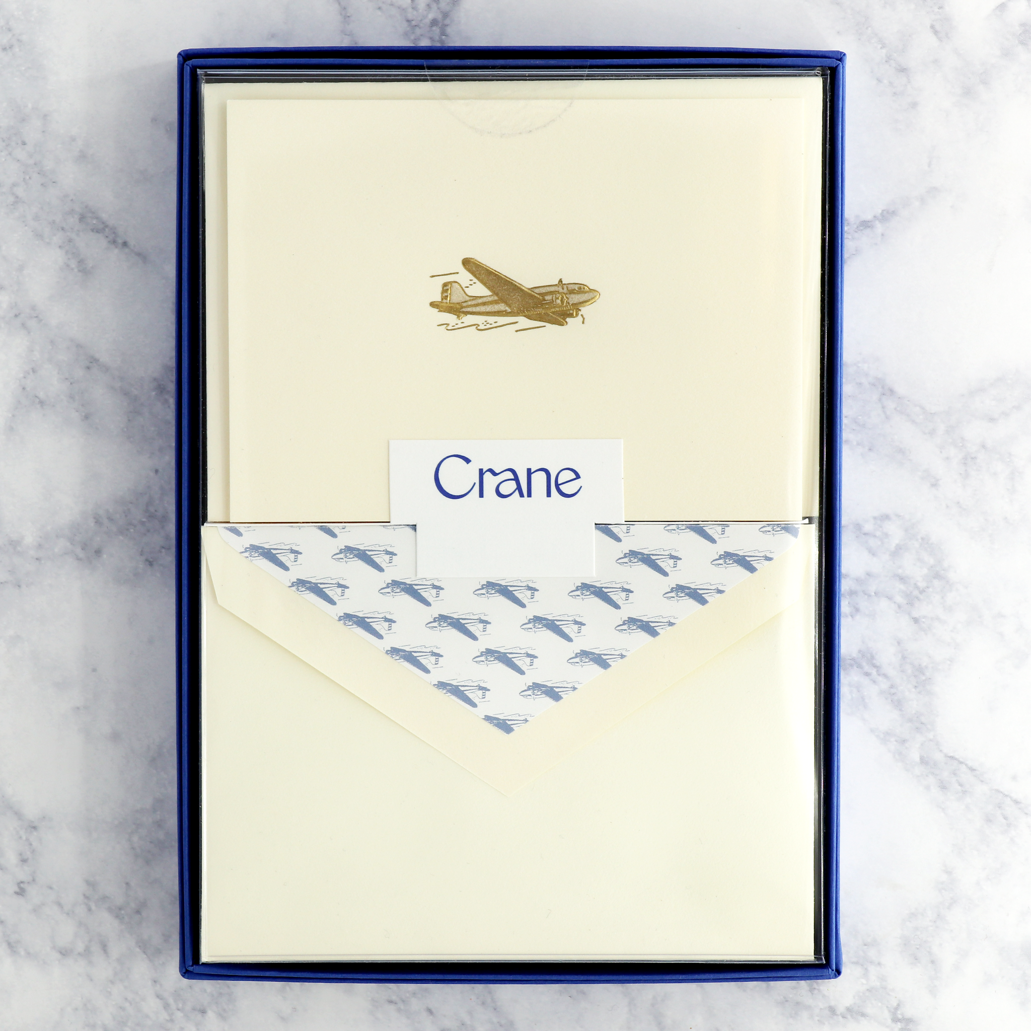 Engraved Vintage Airplane on Ecruwhite Boxed Notes (Set of 10)
