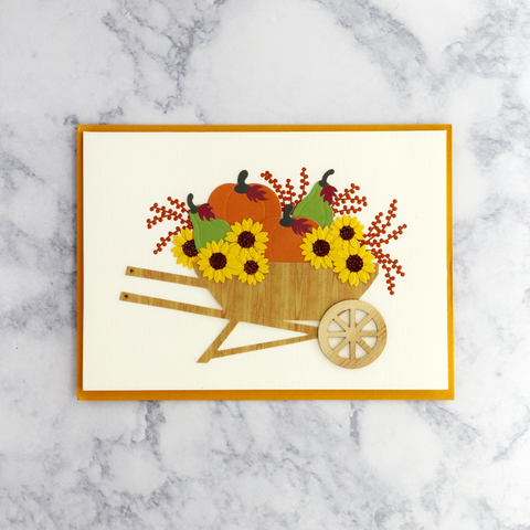 Handmade Fall Wheelbarrow Thanksgiving Card
