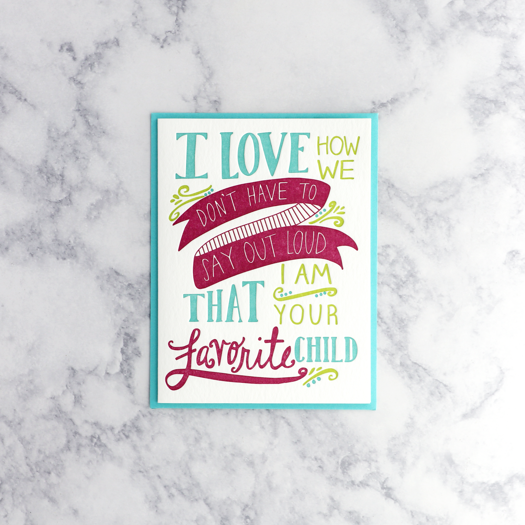 Favorite Child Letterpress Mother's Day Card (For Mom)